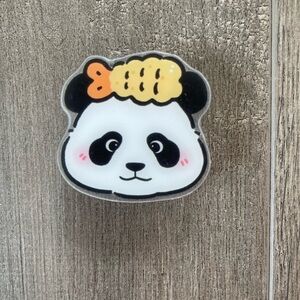 Cute Panda Brooch with Fish Design